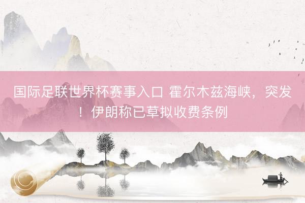 国际足联世界杯赛事入口 霍尔木兹海峡，突发！伊朗称已草拟收费条例