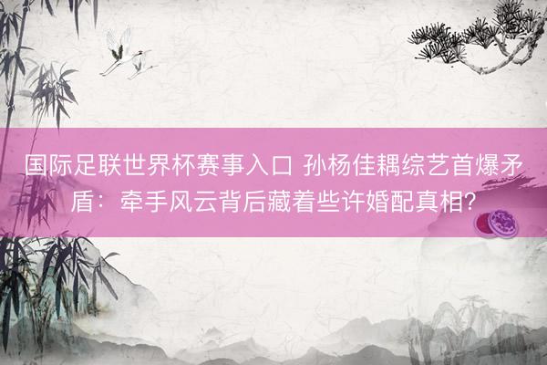 国际足联世界杯赛事入口 孙杨佳耦综艺首爆矛盾：牵手风云背后藏着些许婚配真相？